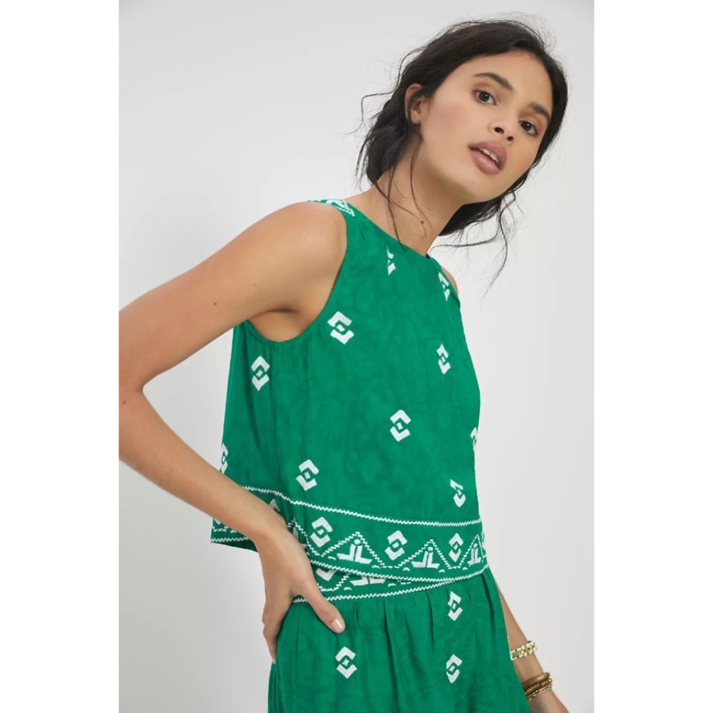 Anthropologie Mitra Embroidered Tank